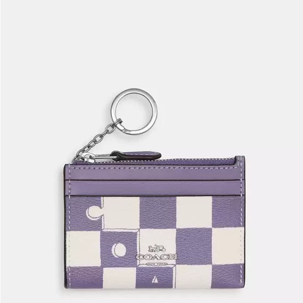 Coach Outlet Mini Skinny ID Case Purple and White NWT